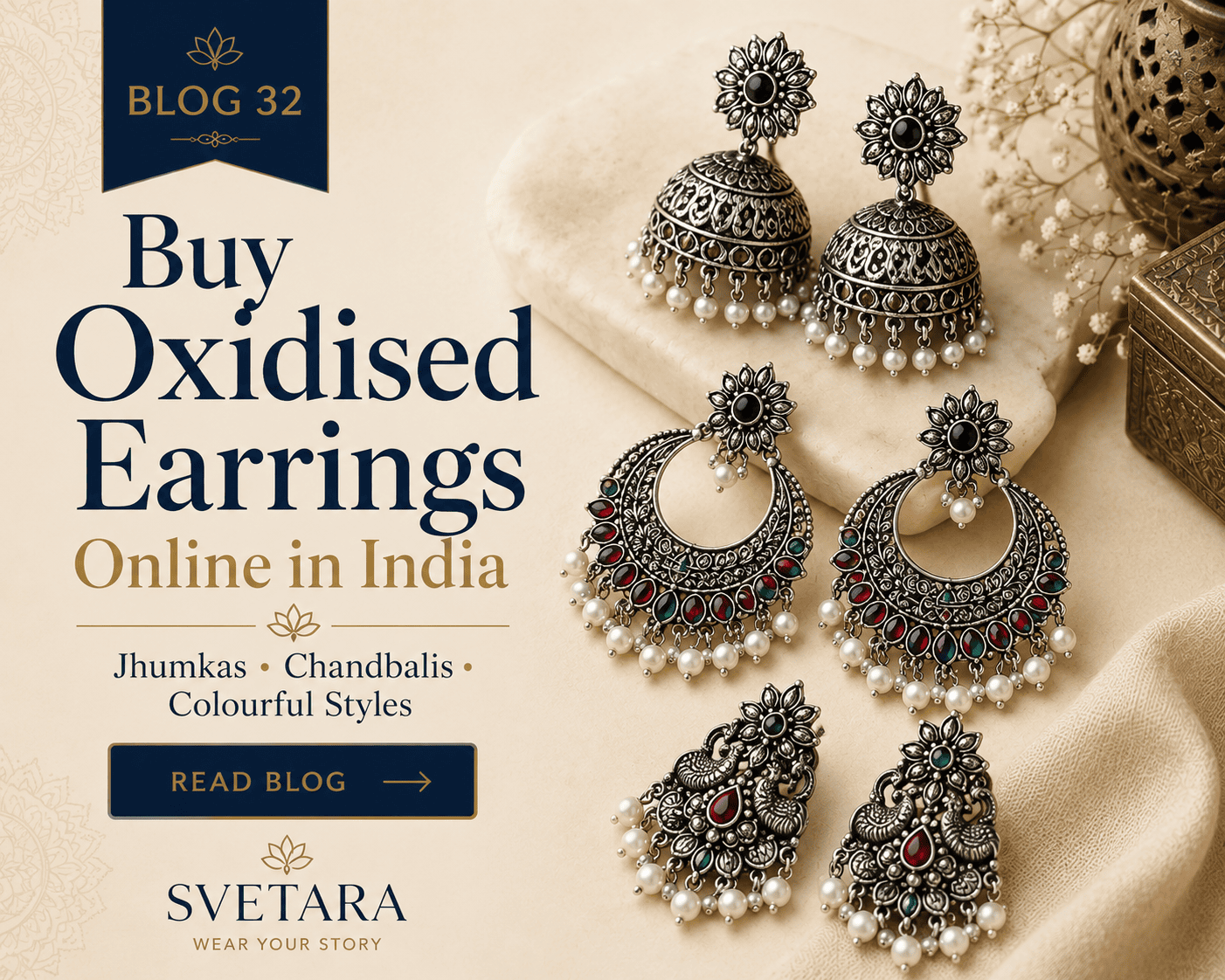 Buy Oxidised Earrings Online in India: Jhumkas, Chandbalis & Colourful Styles